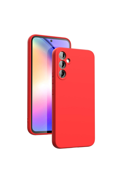 Samsung A54 5G compatible case made of velvety silicone with camera protection - Red