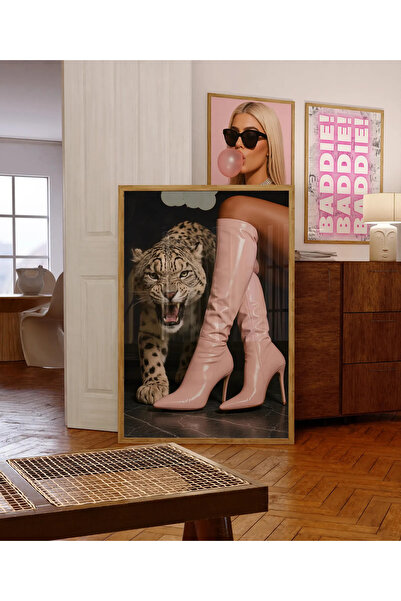 512 STORE Modern Leopar Tekli Seri Çerçevesiz Kuşe Kağıt Poster Ev Dekor Diza...