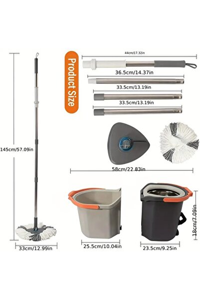 Cleany Genie Turbo 360° Spin Mop, Dual Bucket System with Pedal, 10L, 54.5x30x27cm