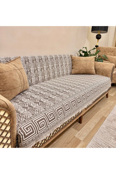 montanahome غطاء كرسي فاخر من القطن بنمط متاهة، غير قابل للانزلاق، مزخرف بحوا...