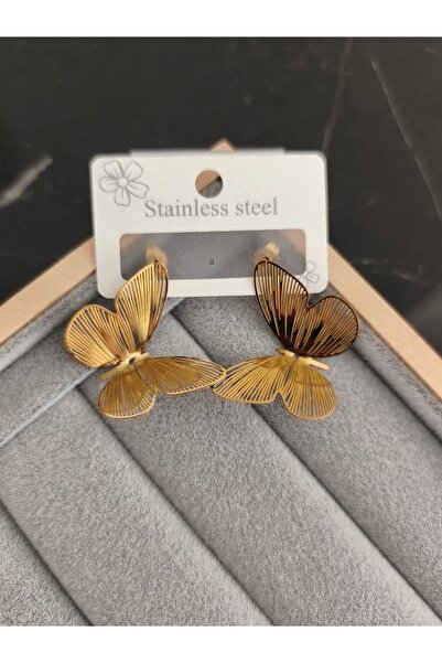 MutluBiDünya Çelik Kelebek Küpe