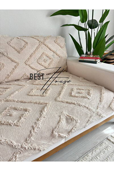 best house decor Sık dokuna İskandinav koltuk örtüsü 180x250 Cappıcıno