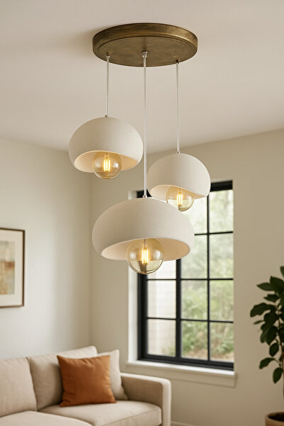 Limon 3D Desing 3 Lü Sarkıt Antrasit Avize Rustik 20-30-40 E27 Modern Avize Bohem Beton Görünüm (AMPUL HEDİYEDİR.!)