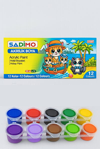 EVENT 12 Renk Akrilik Boya Seti Hobi Boyaları Tuval, Ahşap, Kağıt, Seramik Uy...