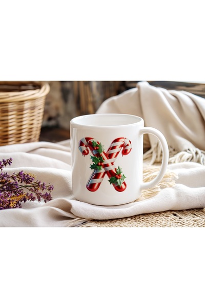 Beramussa كوب X Initials ذو طابع العام الجديد - كوب قهوة بتصميم قصب السكر للع...