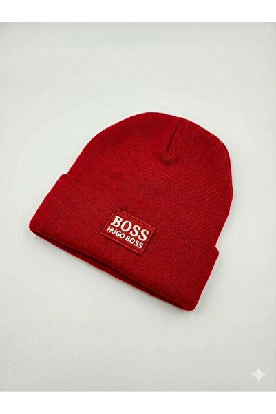 HUGO Striped wool blend hat, Unisex, One Size, Red