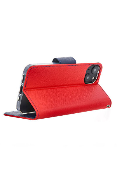 OEM Smart Fancy Magnetic Closure Book Case for Iphone 16 PLUS - Red/Blue