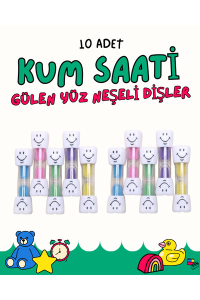 AYMAGNET 10 قطع - ساعة رملية بوجه مبتسم وأسنان مبهجة بطول 9 سم، تدوم لمدة دقي...