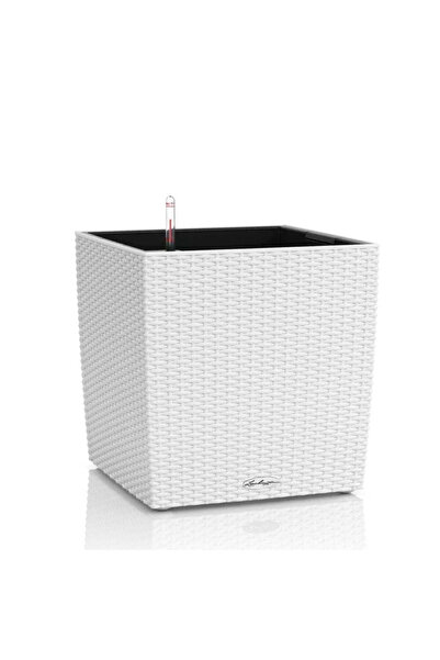 Lechuza Jardinieră cu auto-udare CUBE Cottage 30, 12 L, efect de ratan alb