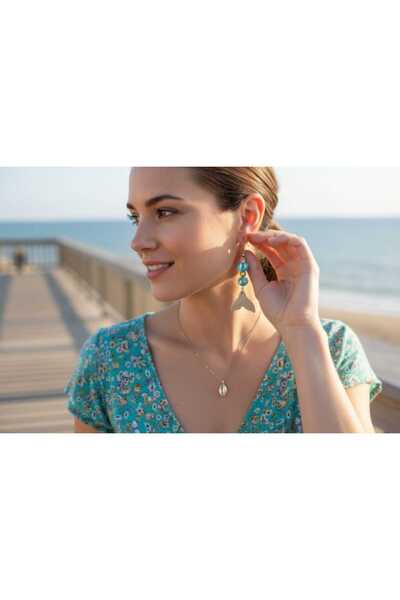 HELİSA ACCESSORİES تصميم خاص على شكل ذيل حورية البحر وأقراط صيفية متدلية مزين...