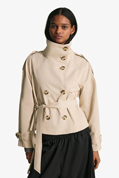 Bershka Huni yakalı trençkot ceket