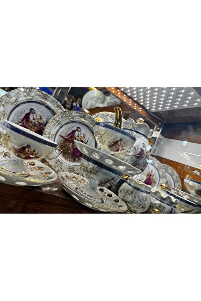 hediye ESTERHOMEDECOR 6 Kişilik ayaklı porselen çay fincan seti