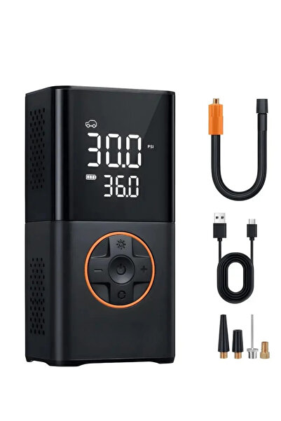 Brawi PREMİUM 3600 mAh Şarjlı Hava Pompası – Araç / Bisiklet / Top Lastiği Şişirme Kompresörü