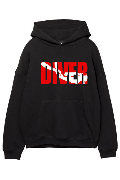aytok tekstil Cotton Unisex Men Women Hooded Kangaroo Pocket Oversized Sweatshirt Hoodie Fishman Diver