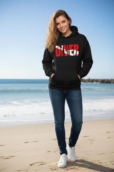 aytok tekstil Cotton Unisex Men Women Hooded Kangaroo Pocket Oversized Sweatshirt Hoodie Fishman Diver