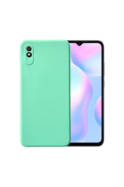 Xiaomi Redmi 9A compatible case made of velvety silicone with camera protection - Turquoise