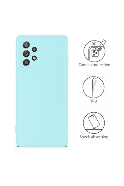 Samsung Carcasă compatibilă cu A53 5G, fabricată din silicon catifelat cu protecție pentru cameră - Albastru deschis