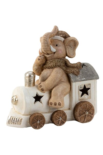 İKO Christmas decoration elephant on locomotive with lights 33 cm