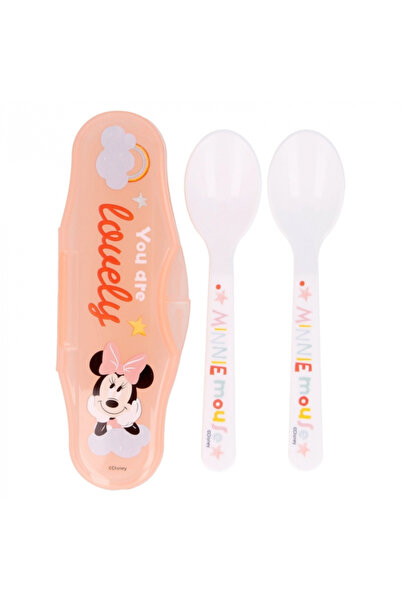 Minnie Mouse Breakfast Set - 2 Plastic Cutlery with Travel Storage Box
