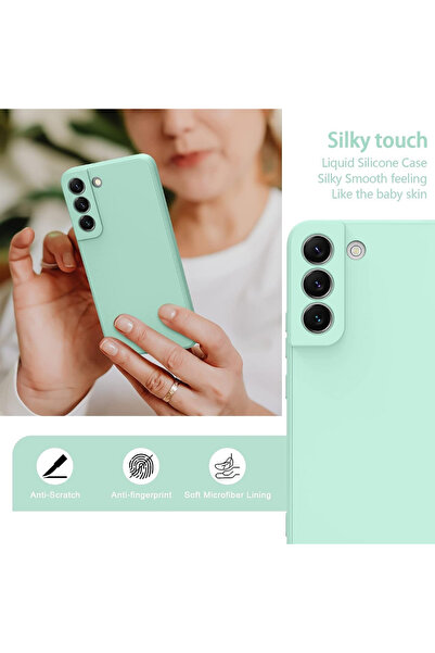 OEM Samsung S22 5G compatible case made of velvety silicone with camera protection - Turquoise