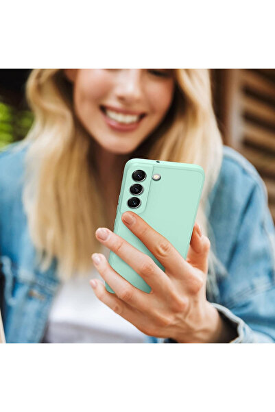 OEM Samsung S22 5G compatible case made of velvety silicone with camera protection - Turquoise