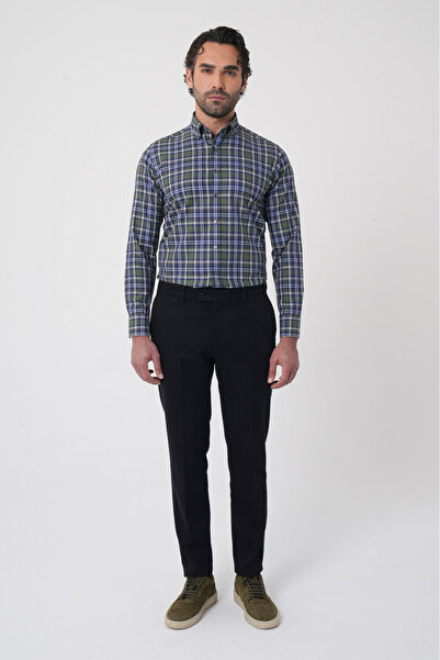 Bisse Men's 4-Pocket Classic Navy Blue Trousers