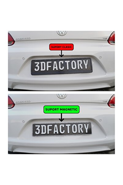 3dFactory Suport magnetic placuta numar inmatriculare auto Invizibil - 2 bucati (fata sau spate), negru