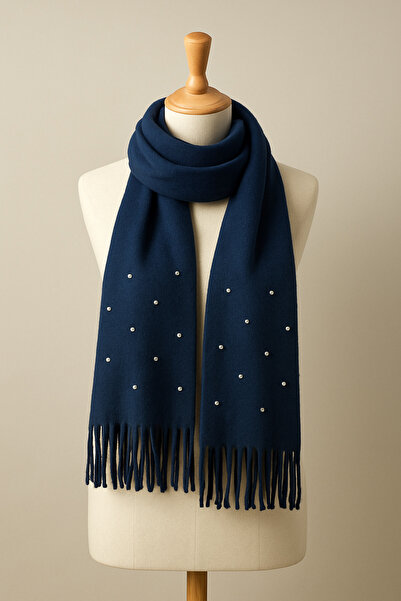 Store Kışlık Atkı İncili mavi Atkı