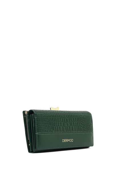 Derimod Women's Green Crocodile Patterned Wallet 000A2D5627E3