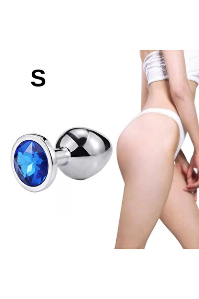 Paslanmaz Çelik Çok Renkli Kalpli Mücevher Taşlı Pürüzsüz Rainbow Metal Anal Butt Plug - Küçük Boy