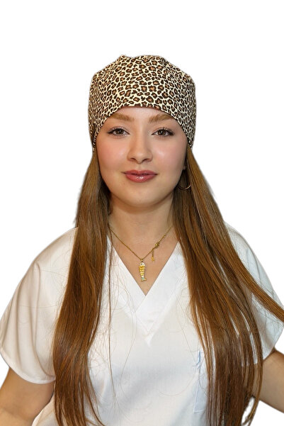 Çimen Butikk Pamuklu Poplin Cerrahi Bone Leopar Desenli ve Ayarlanabilir | Ha...