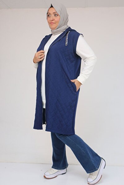 Eslina 54010 Plus Size Quilted - Modal Vest - Indigo
