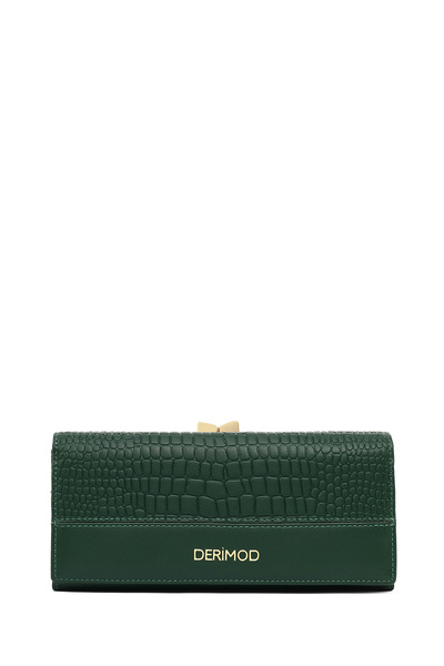 Derimod Women's Green Crocodile Patterned Wallet 000A2D5627E3