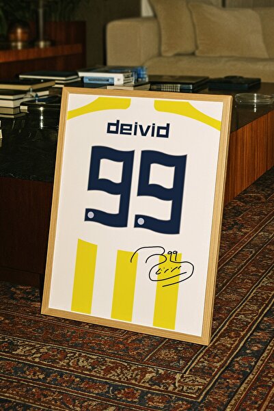 Base Concept Poster de masă cu numărul 99 Deivid, în culorile galben și bleum...
