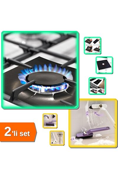 HerEveOyuncak 4 Adet Yanmaz Yapışmaz Ocak Koruyucu Folyo + Döner Başlıklı Cım...