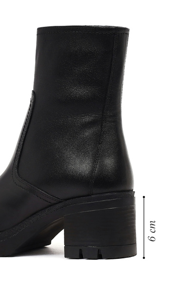 Derimod Γυναικείες δερμάτινες μπότες με χοντρό τακούνι με φερμουάρ 25WFD414418