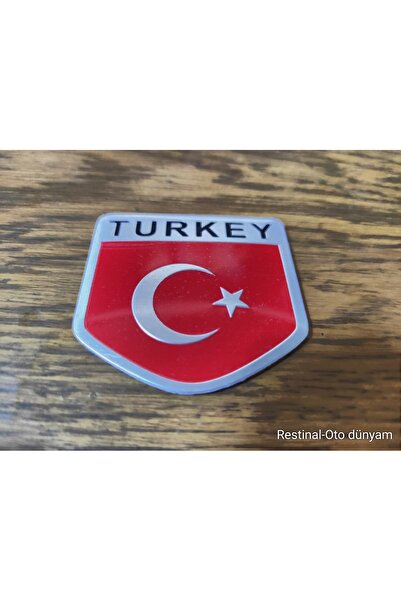 restinal Türkiye Bayraklı Pleksi Rozet Oto Bagaj Kapı Amblem 3M Bantlı Krom Kaplama Arma Logo Türk Bayrağı