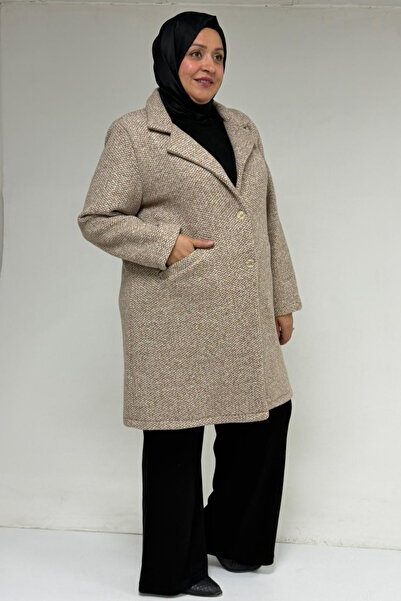 Eslina 53052 Plus Size Rachel Coat - Beige