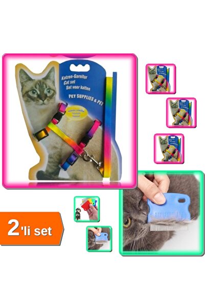 HerEveOyuncak Multicolor Kedi Tasması + Kedi Köpek Bit Pire Tarağı - 2li Set ...
