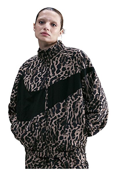 Nike Women's Jacket Sportswear Woven Printed Women's Jacket Leopard Print Women's Jacket Waterproof Jacket
