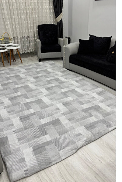 Muensu Gray Honeycomb Pattern 6 Square Meters Carpet Cover Fleece Carpet Cover, Welsoft Embossed Elastic-Free Carpet Cover