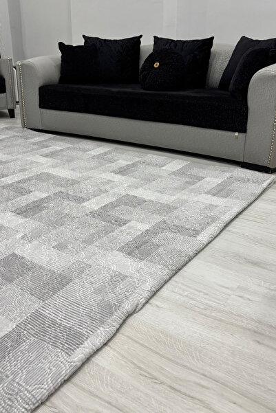 Muensu غطاء سجاد رمادي بمساحة 6 أمتار مربعة، غطاء سجاد من الصوف، غطاء سجاد منقوش من ويلسوفت بدون مطاط