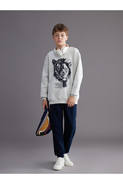 LC Waikiki Lcw kids beige crew neck boys' tracksuit set