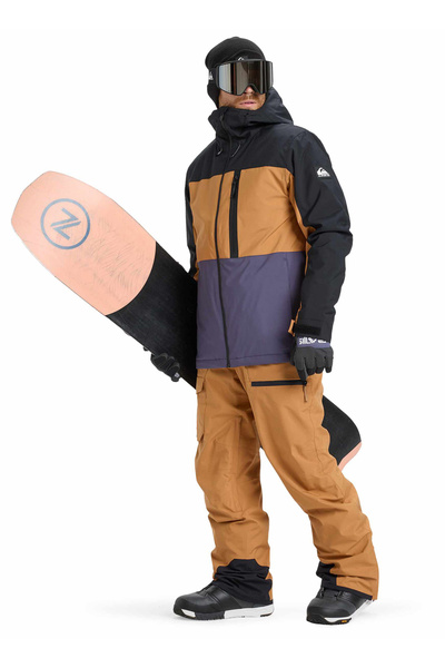 Quiksilver EQYTJ03503-SYCAMORE BLOCK 20K JK Kahverengi Normal Erkek Kayak Montu