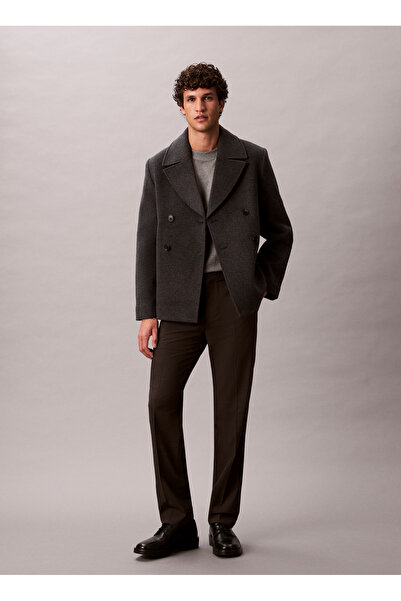 Calvin Klein Gri Erkek Normal Ceket LV04LD472GQQE_LS DBL FACE CONCRETE