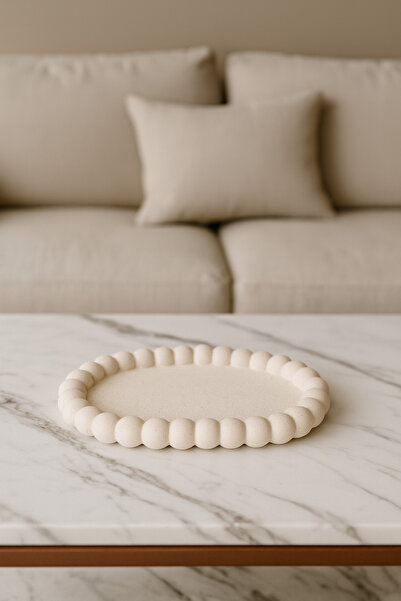 Markasız ucuz Bubble Oval Dekor Tepsi (BEYAZ)