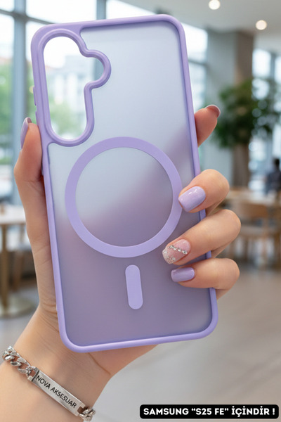 cepmoda SAMSUNG "S25 FE" Magsafe Telefon kılıfı, JOTA Premium Mat kapak, PC/TPU - LİLA