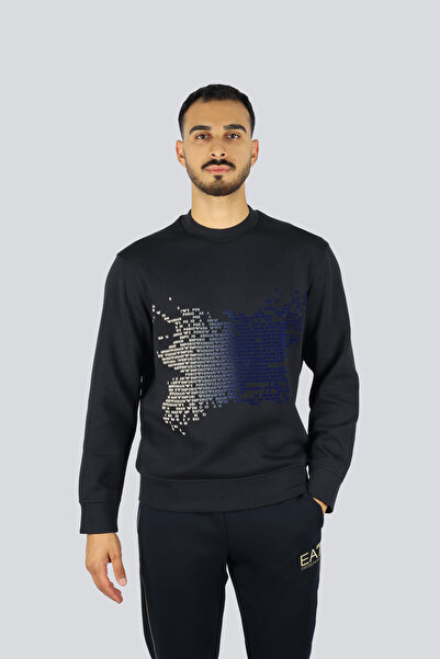 Emporio Armani Men's Regular Fit Crew Neck Long Sleeve Cotton Navy Blue Sweatshirt Em002892 Af10013-Ub118