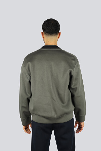 Emporio Armani Men's Regular Fit Mock Neck Eagle Logo Embossed Zippered Black Sweatshirt Em002877 Af17545-U8120