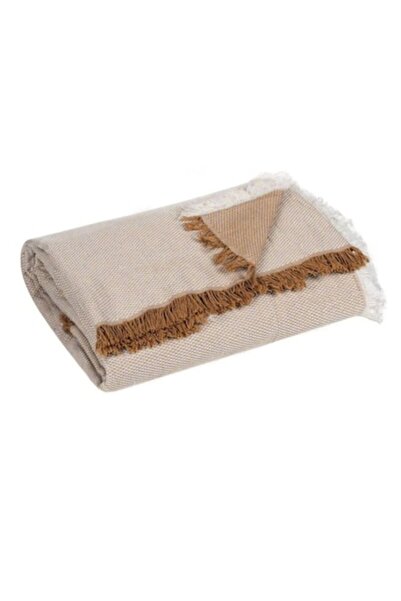 OEM Decorative sofa cover with fringes, beige/brown, 4-seater, 340 x 180 cm